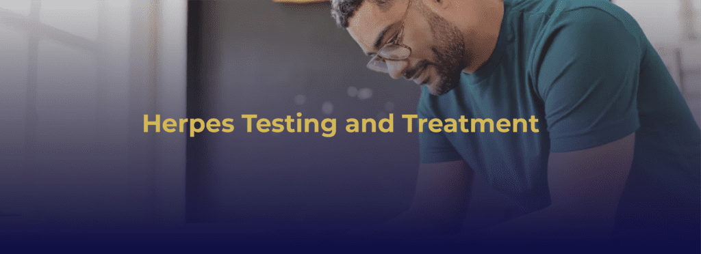A smiling man looking confident and relieved after herpes testing and treatment.
