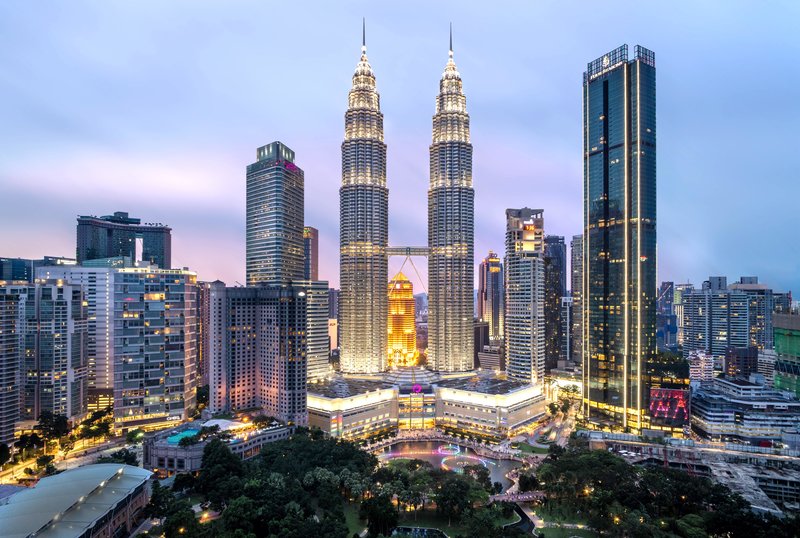 Skyline of Kuala Lumpur City, Malaysia with iconic Petronas Towers