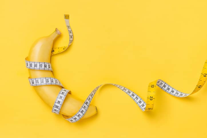 image of banana wrapped in a tape measure