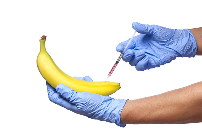 Banana with an injection